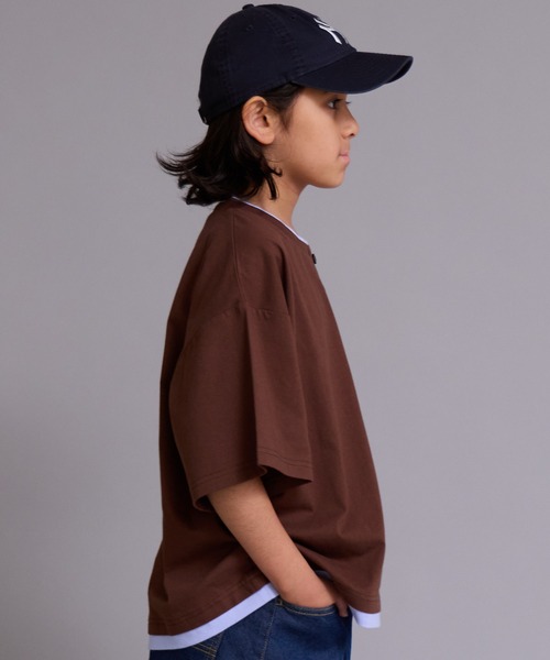 PAIRMANON STREET(ペアマノンストリート)の「【90-160cm】【綿100%】レイヤード風 半袖 Tシャツ【PAIRMANON STREET】(Tシャツ/カットソー・キッズ・ブラック/ネイビー/ブラウン/ブルー・90/160/100/150/140/130/120/110)」の19枚目の写真