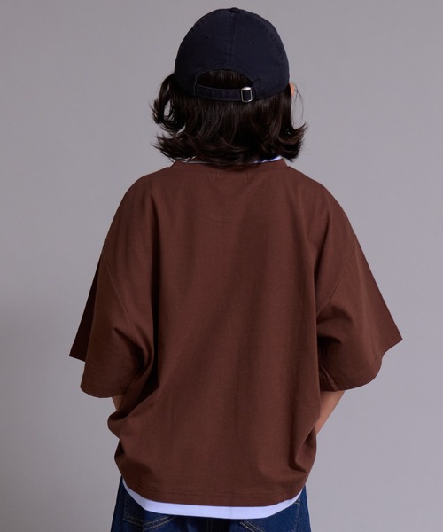 PAIRMANON STREET(ペアマノンストリート)の「【90-160cm】【綿100%】レイヤード風 半袖 Tシャツ【PAIRMANON STREET】(Tシャツ/カットソー・キッズ・ブラック/ネイビー/ブラウン/ブルー・90/160/100/150/140/130/120/110)」の18枚目の写真