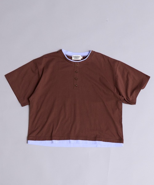 PAIRMANON STREET(ペアマノンストリート)の「【90-160cm】【綿100%】レイヤード風 半袖 Tシャツ【PAIRMANON STREET】(Tシャツ/カットソー・キッズ・ブラック/ネイビー/ブラウン/ブルー・90/160/100/150/140/130/120/110)」の8枚目の写真