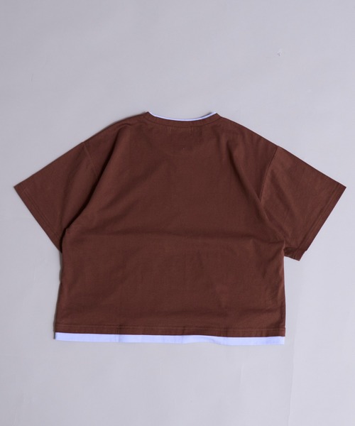 PAIRMANON STREET(ペアマノンストリート)の「【90-160cm】【綿100%】レイヤード風 半袖 Tシャツ【PAIRMANON STREET】(Tシャツ/カットソー・キッズ・ブラック/ネイビー/ブラウン/ブルー・90/160/100/150/140/130/120/110)」の7枚目の写真