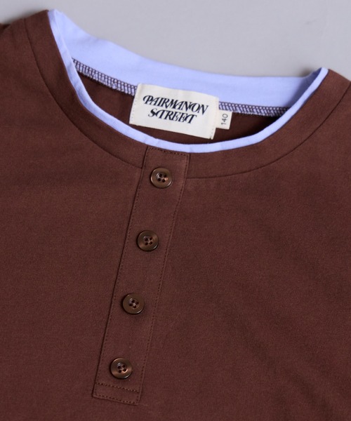 PAIRMANON STREET(ペアマノンストリート)の「【90-160cm】【綿100%】レイヤード風 半袖 Tシャツ【PAIRMANON STREET】(Tシャツ/カットソー・キッズ・ブラック/ネイビー/ブラウン/ブルー・90/160/100/150/140/130/120/110)」の6枚目の写真