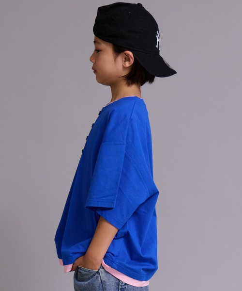PAIRMANON STREET(ペアマノンストリート)の「【90-160cm】【綿100%】レイヤード風 半袖 Tシャツ【PAIRMANON STREET】(Tシャツ/カットソー・キッズ・ブラック/ネイビー/ブラウン/ブルー・90/160/100/150/140/130/120/110)」の13枚目の写真