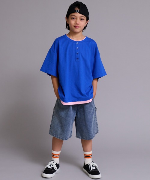 PAIRMANON STREET(ペアマノンストリート)の「【90-160cm】【綿100%】レイヤード風 半袖 Tシャツ【PAIRMANON STREET】(Tシャツ/カットソー・キッズ・ブラック/ネイビー/ブラウン/ブルー・90/160/100/150/140/130/120/110)」の11枚目の写真