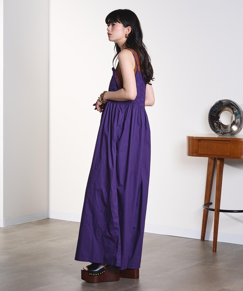 ROSE BUD(ローズバッド)の「SHIRRING ALL IN ONE(つなぎ/オールインワン・レディース・ブラック/パープル・ONE SIZE)」の5枚目の写真
