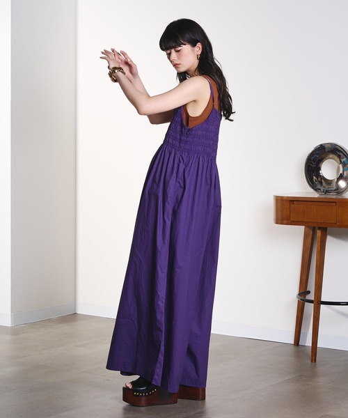 ROSE BUD(ローズバッド)の「SHIRRING ALL IN ONE(つなぎ/オールインワン・レディース・ブラック/パープル・ONE SIZE)」の6枚目の写真