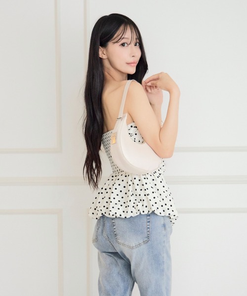 ALLuRing ChaRm(アリュリングチャーム)の「Dot Peplum Bandeau Top / ドットペプラムバンドゥトップ(チューブトップ・レディース・ブラック/ホワイト・FREE)」の22枚目の写真
