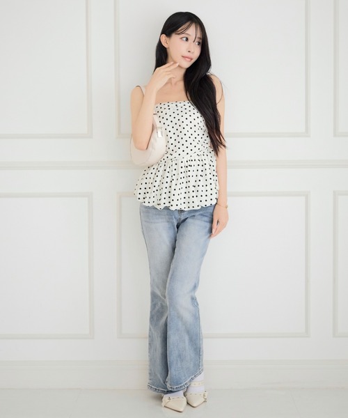 ALLuRing ChaRm(アリュリングチャーム)の「Dot Peplum Bandeau Top / ドットペプラムバンドゥトップ(チューブトップ・レディース・ブラック/ホワイト・FREE)」の16枚目の写真