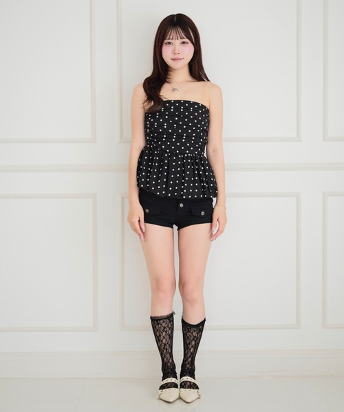 ALLuRing ChaRm(アリュリングチャーム)の「Dot Peplum Bandeau Top / ドットペプラムバンドゥトップ(チューブトップ・レディース・ブラック/ホワイト・FREE)」の13枚目の写真