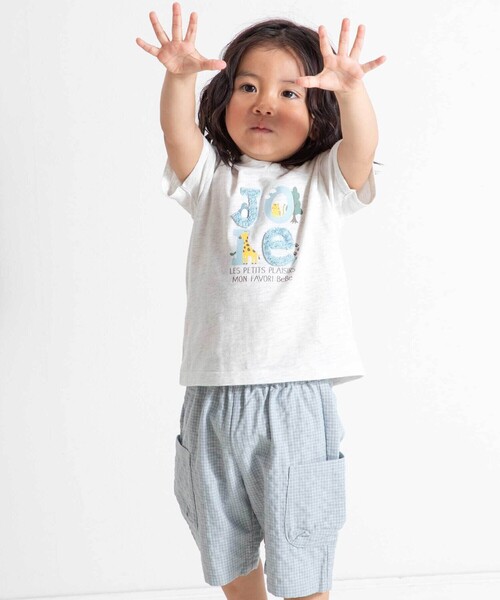 BeBe（ベベ）の「アニマルかくれんぼロゴスラブ天竺半袖Tシャツ(80~90cm)（その他ベビーウェア・キッズ・グレー/グリーン・90cm/80ｃｍ）」の4枚目の写真