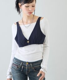Six M | 【SixM 】 Stripe Bustier(シャツ/ブラウス)