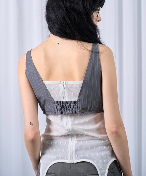 Six M(シックスエム)の「【SixM 】 Stripe Bustier(シャツ/ブラウス・レディース・ネイビー/グレー・FREE)」の5枚目の写真
