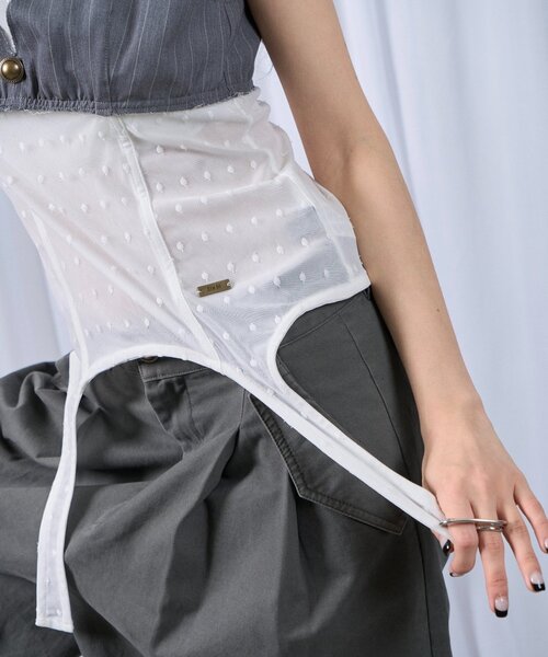 Six M(シックスエム)の「【SixM 】 Stripe Bustier(シャツ/ブラウス・レディース・ネイビー/グレー・FREE)」の6枚目の写真