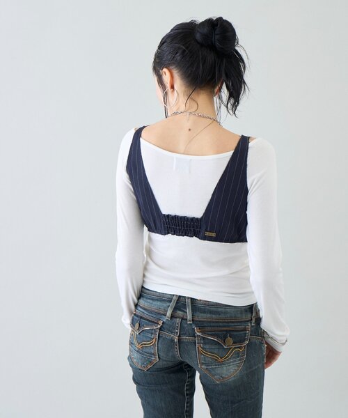Six M(シックスエム)の「【SixM 】 Stripe Bustier(シャツ/ブラウス・レディース・ネイビー/グレー・FREE)」の11枚目の写真