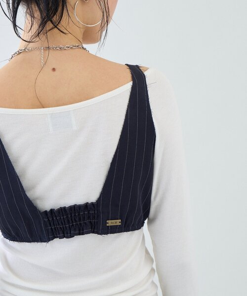 Six M(シックスエム)の「【SixM 】 Stripe Bustier(シャツ/ブラウス・レディース・ネイビー/グレー・FREE)」の13枚目の写真