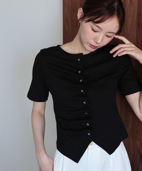 J by blue(ジェイバイブルー)の「《新色追加》フロントギャザーリブカットソー(Tシャツ/カットソー・レディース・ブラック/ブルー/オフホワイト/ブラウン・MEDIUM)」の20枚目の写真