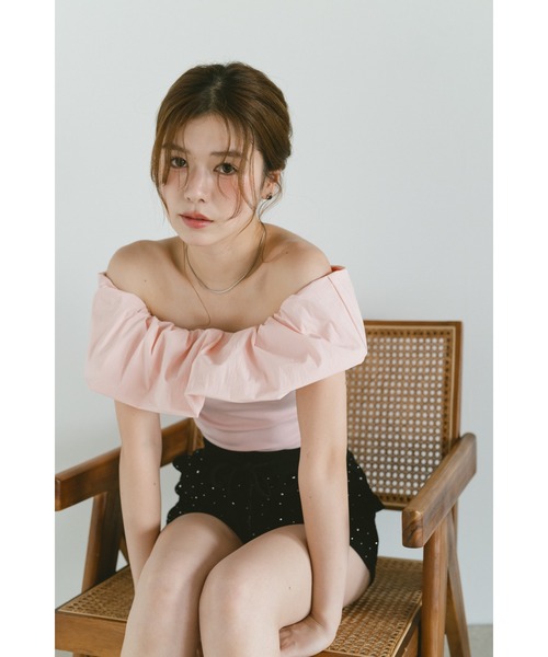 VANNIE U(ヴァニーユー)の「2wayフリルオフショルダーカットソー(バレッタ/ヘアクリップ・レディース・ピンク/ホワイト・FREE)」の16枚目の写真