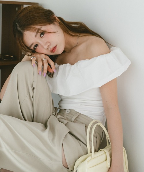 VANNIE U(ヴァニーユー)の「2wayフリルオフショルダーカットソー(バレッタ/ヘアクリップ・レディース・ピンク/ホワイト・FREE)」の21枚目の写真