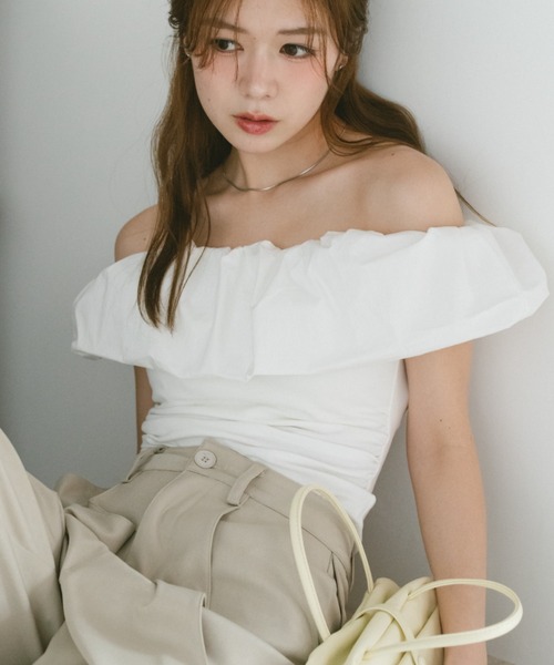 VANNIE U(ヴァニーユー)の「2wayフリルオフショルダーカットソー(バレッタ/ヘアクリップ・レディース・ピンク/ホワイト・FREE)」の20枚目の写真