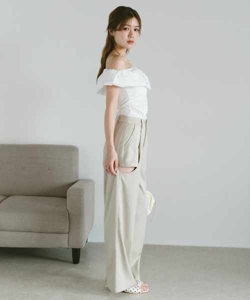 VANNIE U(ヴァニーユー)の「2wayフリルオフショルダーカットソー(バレッタ/ヘアクリップ・レディース・ピンク/ホワイト・FREE)」の18枚目の写真