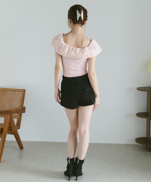 VANNIE U(ヴァニーユー)の「2wayフリルオフショルダーカットソー(バレッタ/ヘアクリップ・レディース・ピンク/ホワイト・FREE)」の13枚目の写真