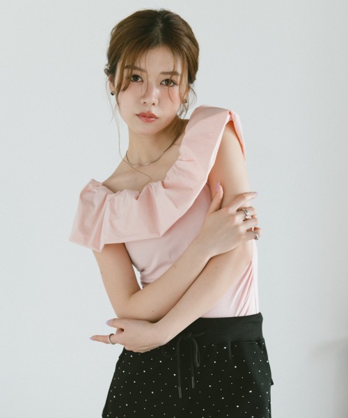 VANNIE U(ヴァニーユー)の「2wayフリルオフショルダーカットソー(バレッタ/ヘアクリップ・レディース・ピンク/ホワイト・FREE)」の22枚目の写真