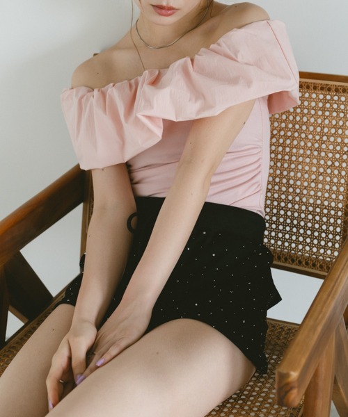 VANNIE U(ヴァニーユー)の「2wayフリルオフショルダーカットソー(バレッタ/ヘアクリップ・レディース・ピンク/ホワイト・FREE)」の14枚目の写真
