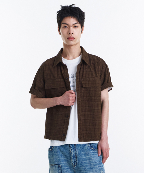 KICHUL(キチョル)の「Grain Crop Check Shirt (Brown)(シャツ/ブラウス・メンズ・その他・LARGE/MEDIUM/SMALL)」の2枚目の写真