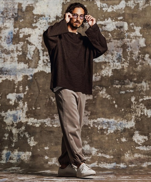 Jih Nunc（ジーヌンク）の「mlt5763- ウール混起毛ボートネックカットソー(JIH-R1198)（Tシャツ/カットソー・メンズ・グレー/ブラック/ブラウン/パープル・L/M/S）」の13枚目の写真
