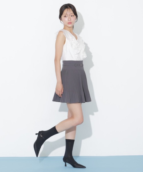 JILL by JILL STUART(ジルバイジルスチュアート)の「ベルト付きプリーツミニスカート(スカート・レディース・ベージュ系その他/グレー/ブラウン・FREE)」の7枚目の写真