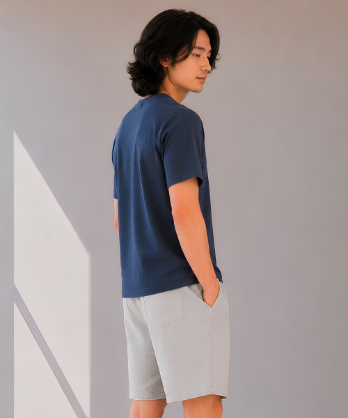 CUSTOMUS(カスタムアース)の「男性用シングルヘンリーネック半袖Tシャツ CXS26MKRT502 NAV(Tシャツ/カットソー・メンズ・ネイビー・X-LARGE/LARGE/MEDIUM)」の3枚目の写真