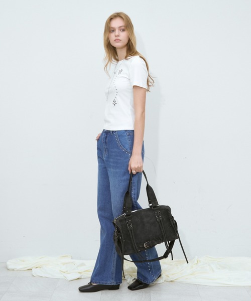 Rohwel(ローウェル)の「Stud Line Straight Denim / スタッズラインストレートデニム(デニムパンツ・レディース・ブルー/ブラック・SMALL/MEDIUM)」の16枚目の写真
