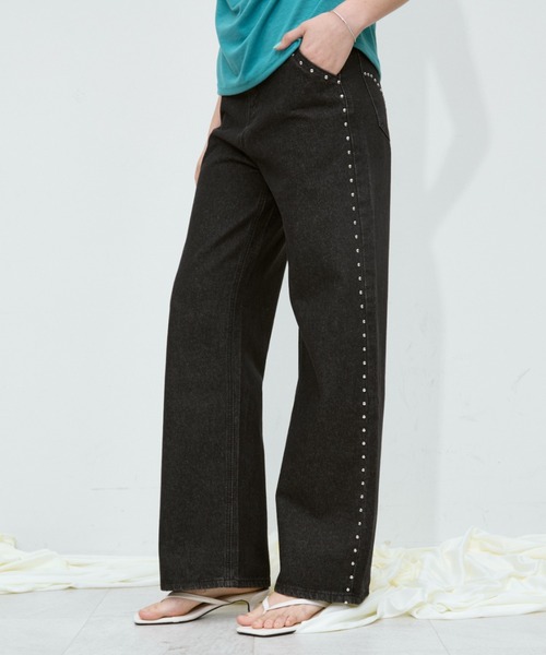 Rohwel(ローウェル)の「Stud Line Straight Denim / スタッズラインストレートデニム(デニムパンツ・レディース・ブルー/ブラック・SMALL/MEDIUM)」の20枚目の写真