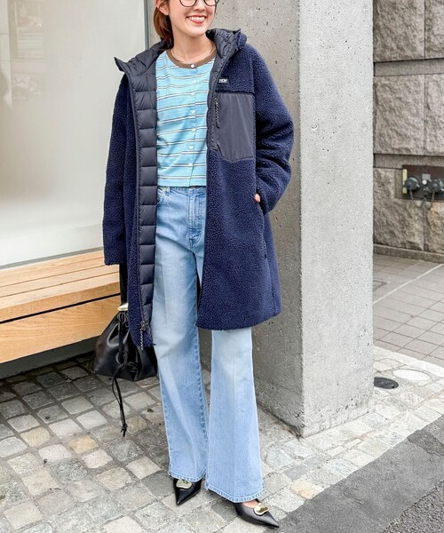NOLLEY’S（ノーリーズ）の「◇【WEB限定】【TAION/タイオン】ボア×ダウンフードロングダ(リバーシブル)（ダウンジャケット/コート・レディース・ネイビー/ブラック・S/M）」の3枚目の写真