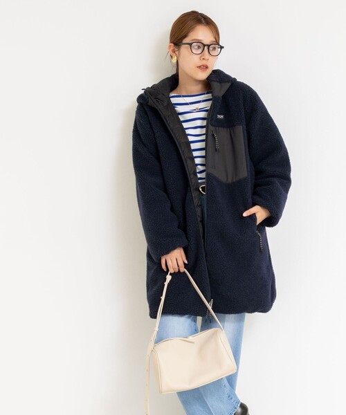 NOLLEY’S（ノーリーズ）の「◇【WEB限定】【TAION/タイオン】ボア×ダウンフードロングダ(リバーシブル)（ダウンジャケット/コート・レディース・ネイビー/ブラック・S/M）」の10枚目の写真