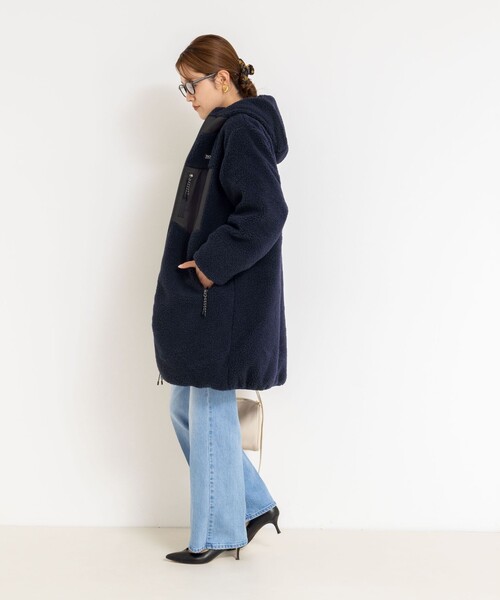 NOLLEY’S（ノーリーズ）の「◇【WEB限定】【TAION/タイオン】ボア×ダウンフードロングダ(リバーシブル)（ダウンジャケット/コート・レディース・ネイビー/ブラック・S/M）」の11枚目の写真