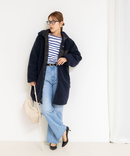 NOLLEY’S（ノーリーズ）の「◇【WEB限定】【TAION/タイオン】ボア×ダウンフードロングダ(リバーシブル)（ダウンジャケット/コート・レディース・ネイビー/ブラック・S/M）」の12枚目の写真