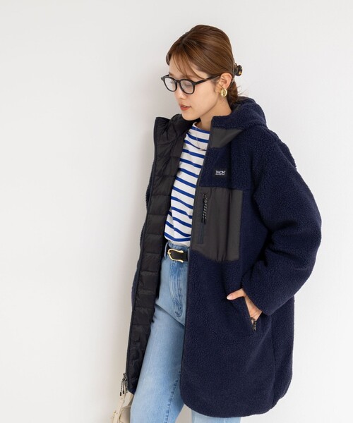 NOLLEY’S（ノーリーズ）の「◇【WEB限定】【TAION/タイオン】ボア×ダウンフードロングダ(リバーシブル)（ダウンジャケット/コート・レディース・ネイビー/ブラック・S/M）」の13枚目の写真