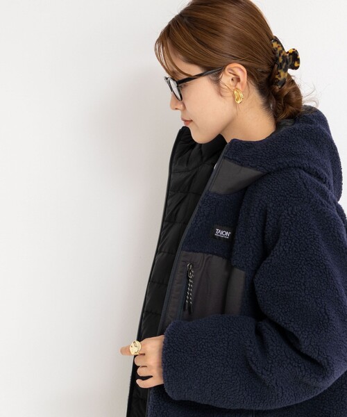 NOLLEY’S（ノーリーズ）の「◇【WEB限定】【TAION/タイオン】ボア×ダウンフードロングダ(リバーシブル)（ダウンジャケット/コート・レディース・ネイビー/ブラック・S/M）」の14枚目の写真