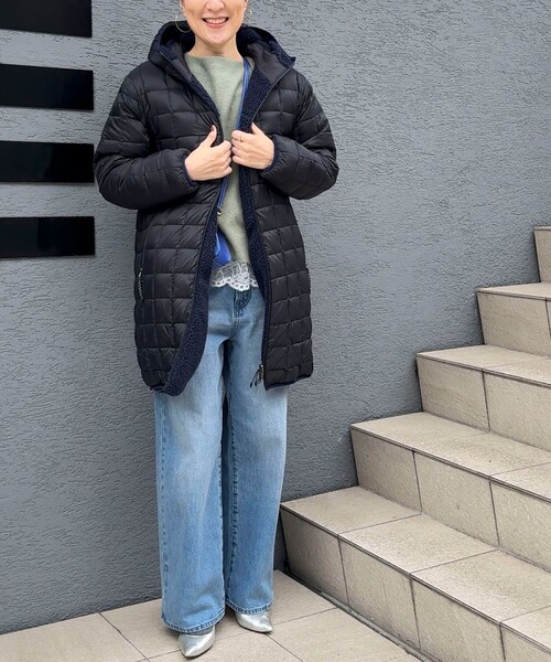 NOLLEY’S（ノーリーズ）の「◇【WEB限定】【TAION/タイオン】ボア×ダウンフードロングダ(リバーシブル)（ダウンジャケット/コート・レディース・ネイビー/ブラック・S/M）」の19枚目の写真