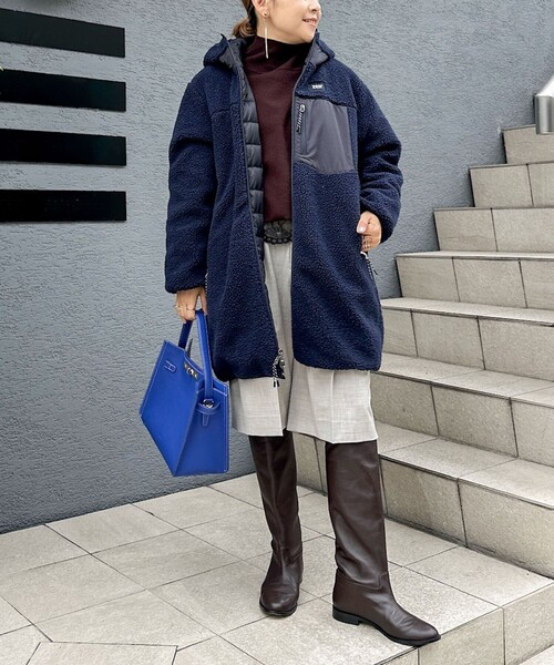 NOLLEY’S（ノーリーズ）の「◇【WEB限定】【TAION/タイオン】ボア×ダウンフードロングダ(リバーシブル)（ダウンジャケット/コート・レディース・ネイビー/ブラック・S/M）」の20枚目の写真