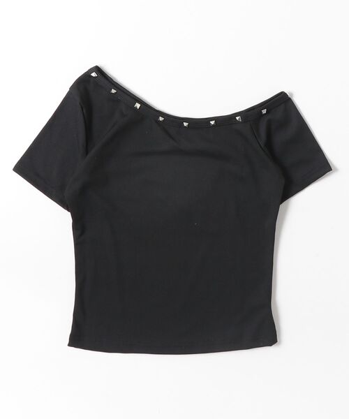 gossip!ロサンゼルス(ゴシップロサンゼルス)の「【Y2Kガーリー】 アンバランスショルダーTシャツ(Tシャツ/カットソー・レディース・ブラック/ホワイト・M)」の15枚目の写真