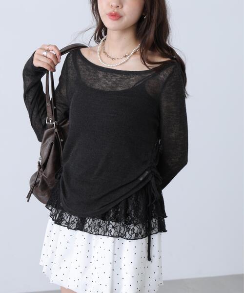 FREE'S MART(フリーズマート)の「◆メランジドロストレースティアードキャミセット(Tシャツ/カットソー・レディース・ホワイト系その他/グレー/ブラウン/ブラック・FREE)」の2枚目の写真