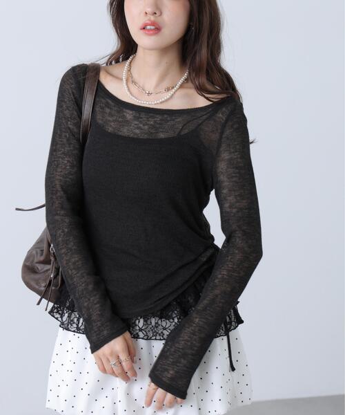 FREE'S MART(フリーズマート)の「◆メランジドロストレースティアードキャミセット(Tシャツ/カットソー・レディース・ホワイト系その他/グレー/ブラウン/ブラック・FREE)」の6枚目の写真