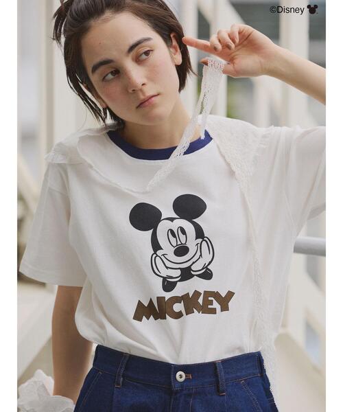 Disney】ミッキーマウス/リンガーTシャツ（Tシャツ/カットソー