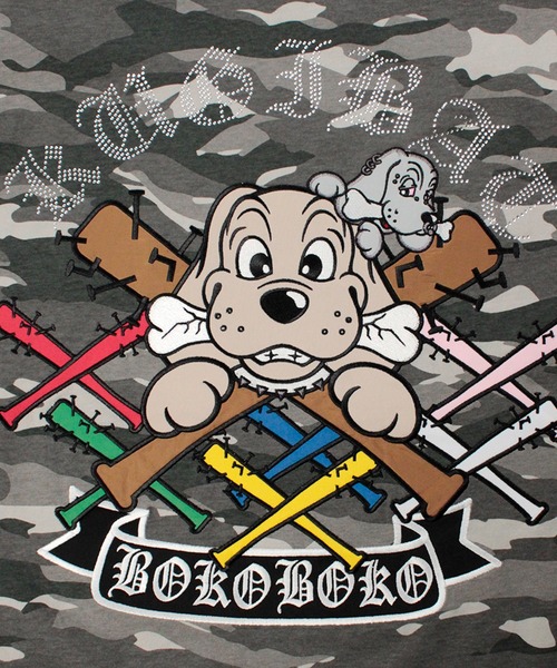 GALFY(ガルフィー)の「【GALFY/ガルフィー】釘バットHERTS ロンTee(Tシャツ/カットソー・メンズ・ホワイト/ブラック/グレー系カモフラージュ・M/L/XL)」の4枚目の写真