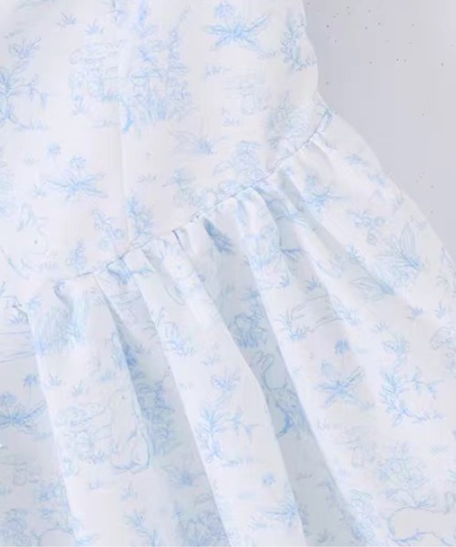 LA POMME petit(ラポミ・プチ)の「Fleur Lace Square Neck Mini Dress/フルールレーススクエアネックミニドレス(ワンピース・レディース・ブルー・FREE)」の2枚目の写真