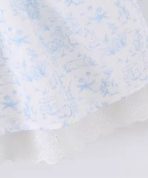 LA POMME petit(ラポミ・プチ)の「Fleur Lace Square Neck Mini Dress/フルールレーススクエアネックミニドレス(ワンピース・レディース・ブルー・FREE)」の3枚目の写真