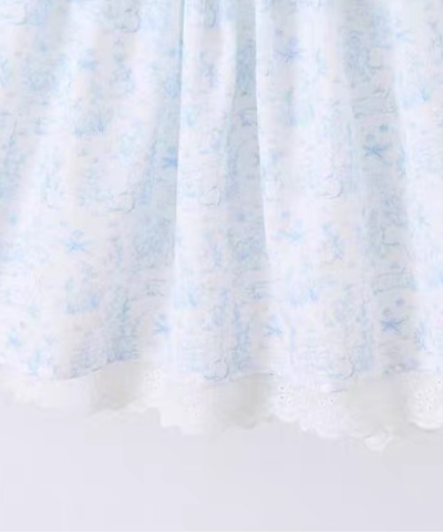LA POMME petit(ラポミ・プチ)の「Fleur Lace Square Neck Mini Dress/フルールレーススクエアネックミニドレス(ワンピース・レディース・ブルー・FREE)」の4枚目の写真