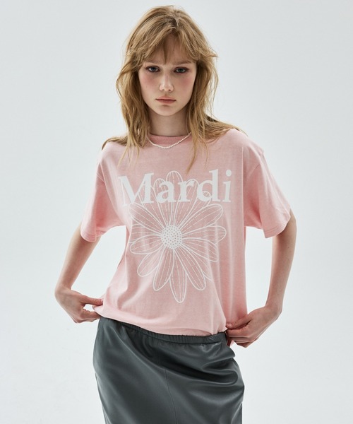 Mardi Mercredi(マルディメクルディ)の「TSHIRT FLOWERMARDI PIGMENT WASHING / Tシャツ フラワー マルディ ピグメント ウォッシング(Tシャツ/カットソー・レディース・ネイビー/ピンク/ブラウン・FREE)」の3枚目の写真