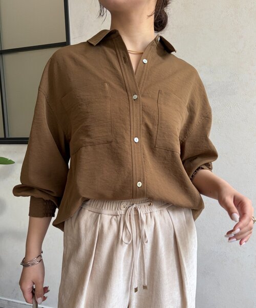 Jena espace merveilleux(ジェナ エスパスメルヴェイユ)の「トロミタックインシャツ(シャツ/ブラウス・レディース・オレンジ/カーキ/アイボリー・FREE)」の14枚目の写真
